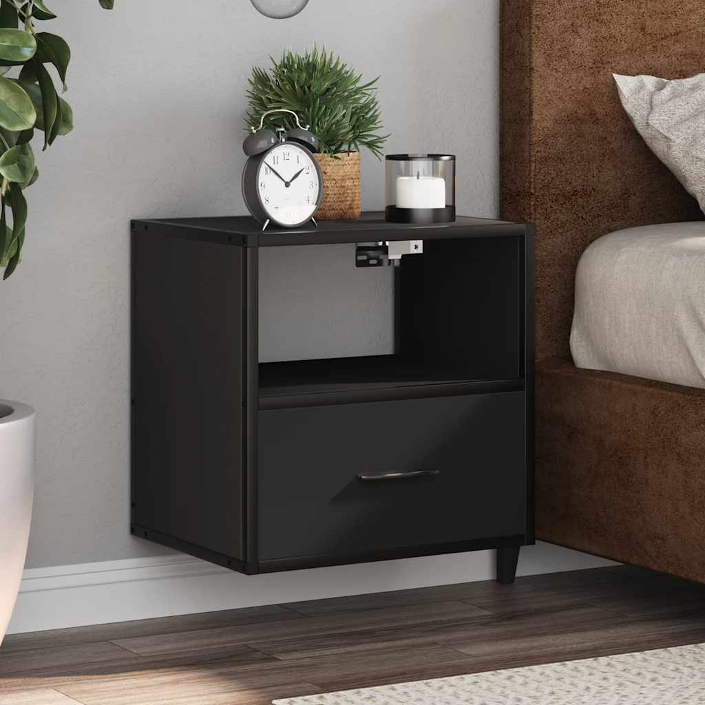 Wall-mounted Bedside Cabinet Black 40x31x39.5 cm