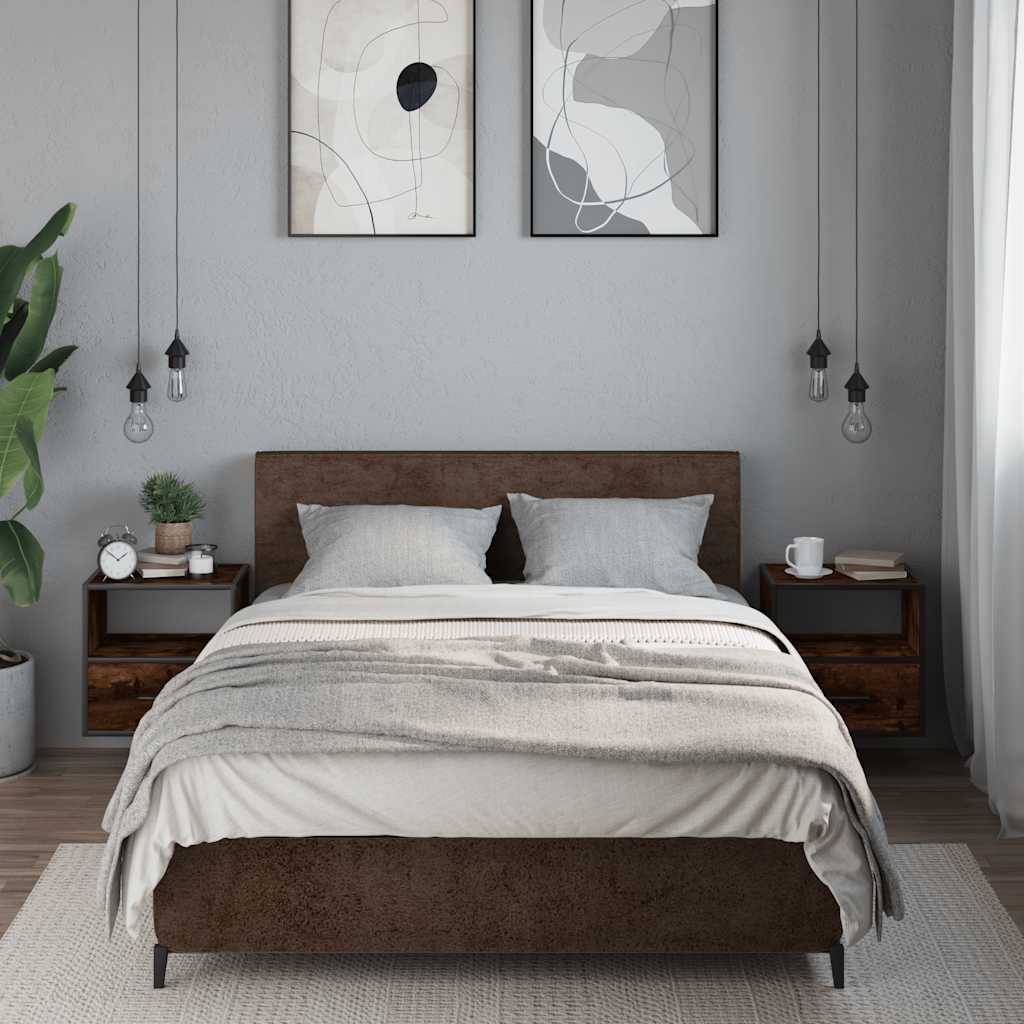Wall-mounted Bedside Cabinets 2 pcs Smoked Oak 40x31x39.5 cm