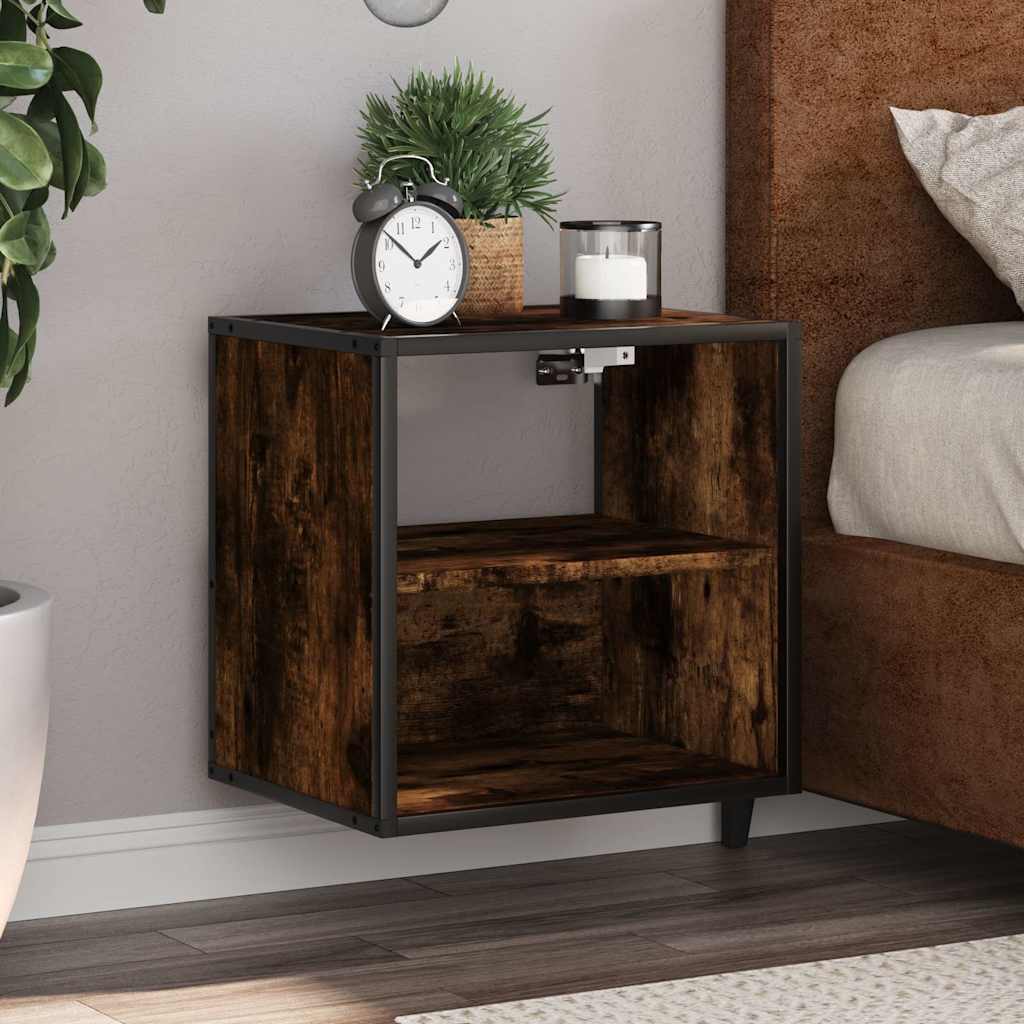 Wall-mounted Bedside Cabinet Smoked Oak 40x31x39.5 cm