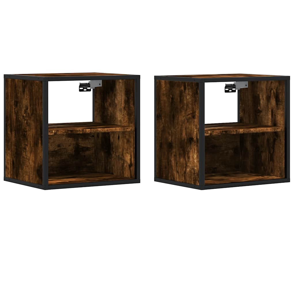 Wall-mounted Bedside Cabinets 2 pcs Smoked Oak 40x31x39.5 cm