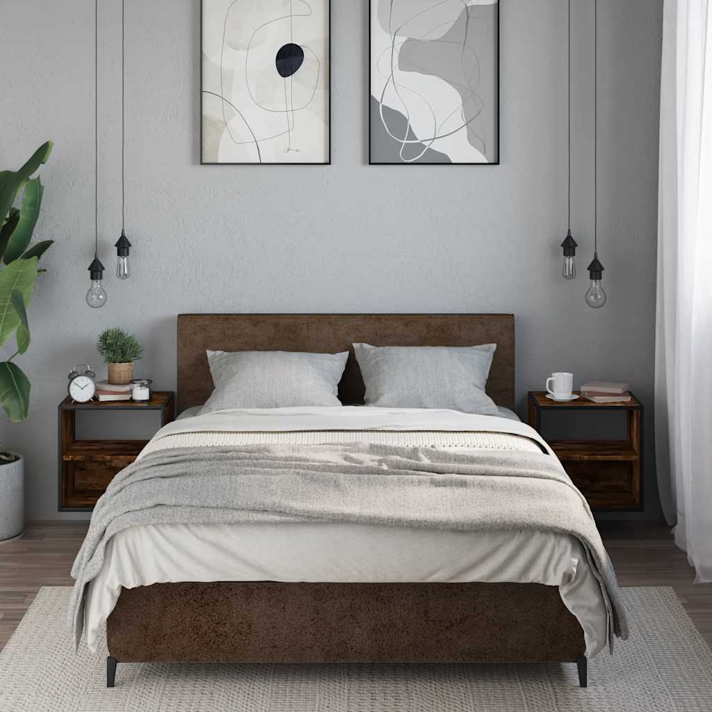 Wall-mounted Bedside Cabinets 2 pcs Smoked Oak 40x31x39.5 cm