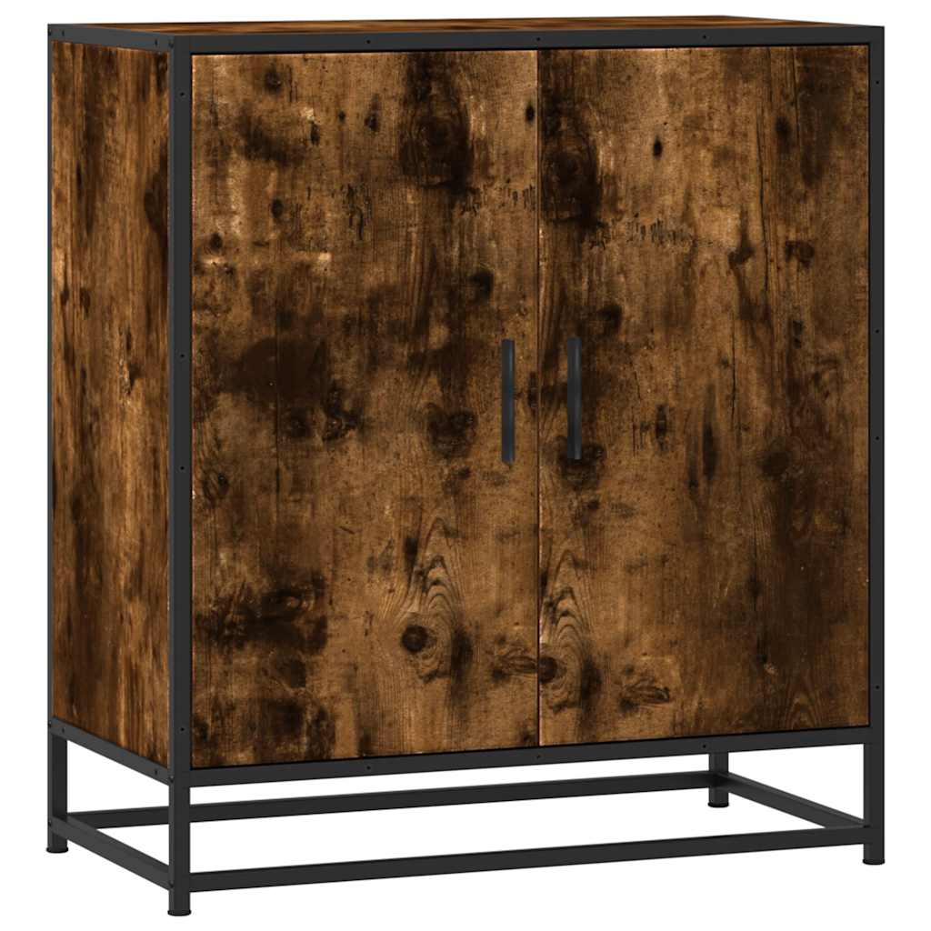 Sideboard Smoked Oak 68x35x76 cm Engineered Wood and Metal