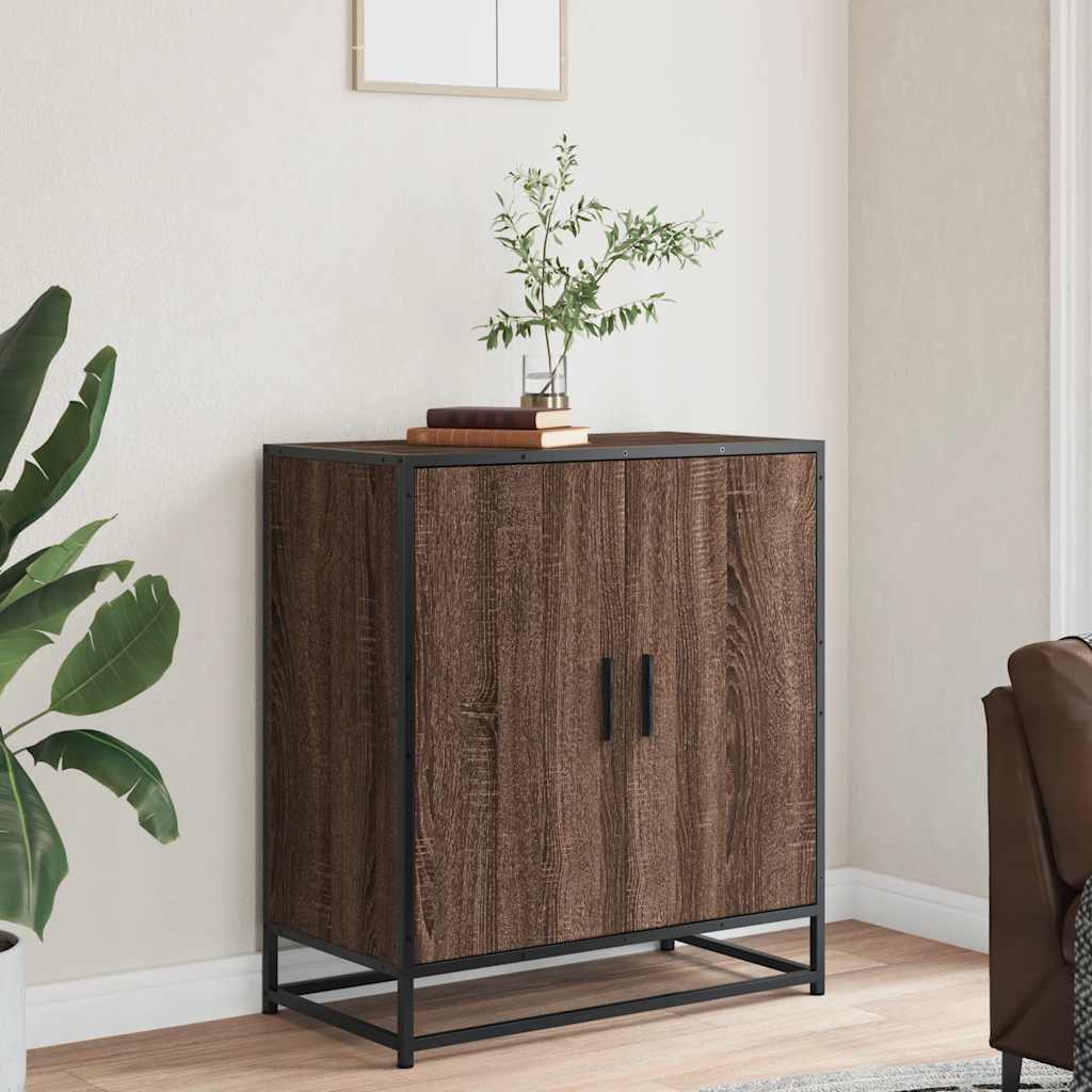 Sideboard Brown Oak 68x35x76 cm Engineered Wood and Metal