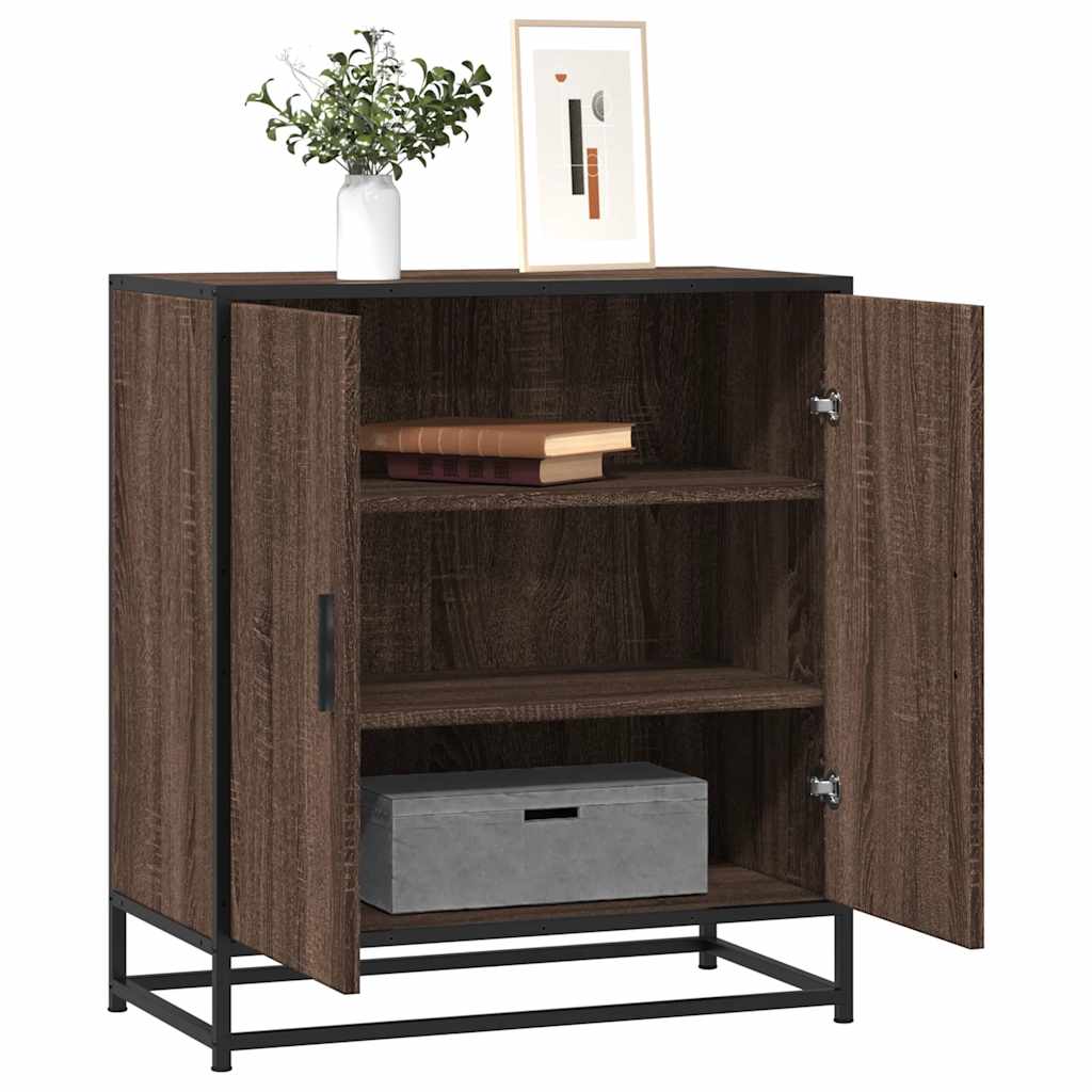 Sideboard Brown Oak 68x35x76 cm Engineered Wood and Metal
