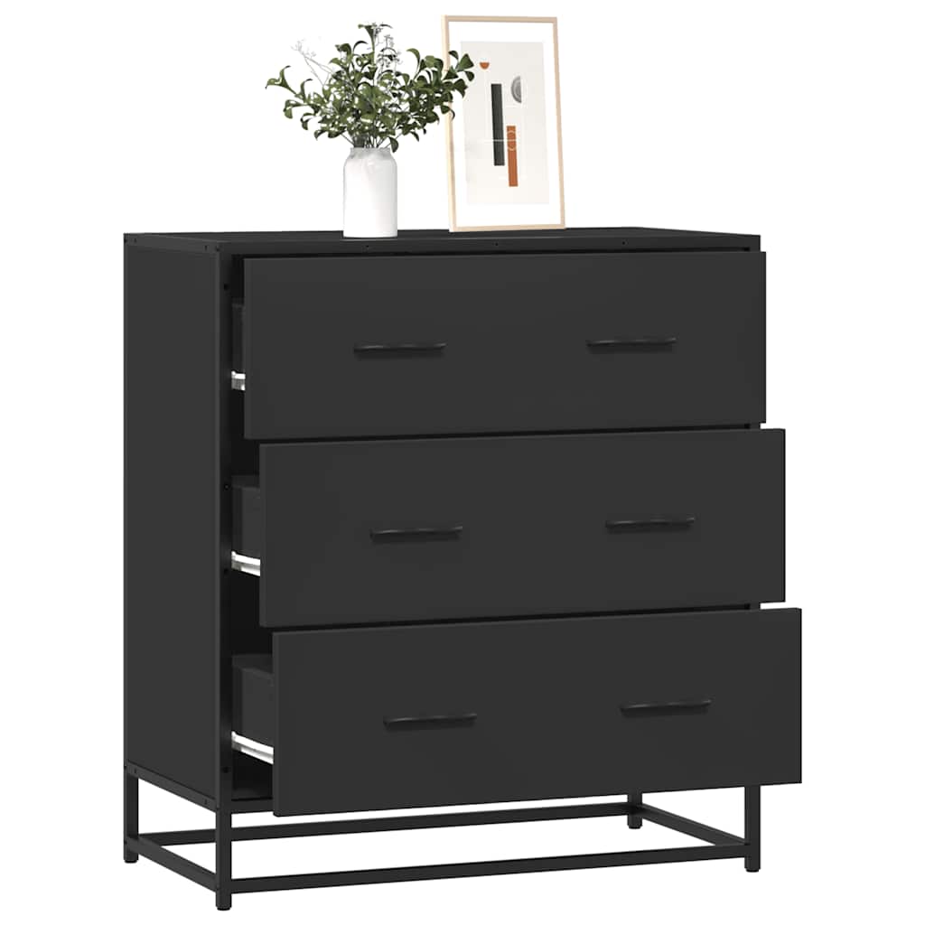 Sideboard Black 68x35x76 cm Engineered Wood and Metal