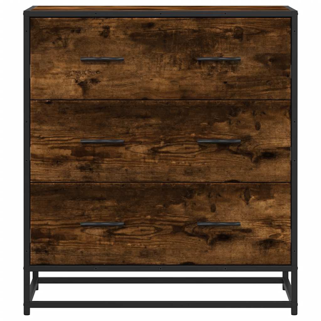Sideboard Smoked Oak 68x35x76 cm Engineered Wood and Metal