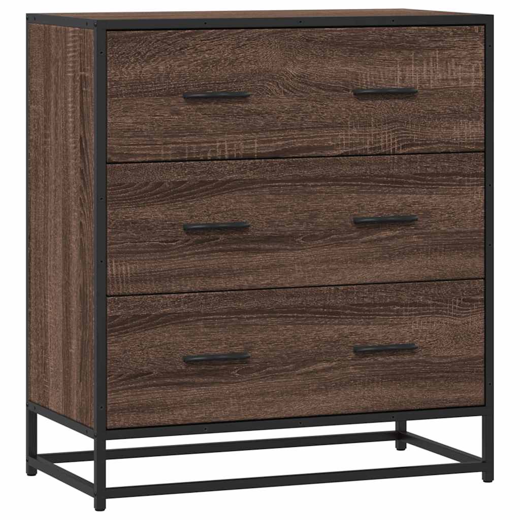 Sideboard Brown Oak 68x35x76 cm Engineered Wood and Metal