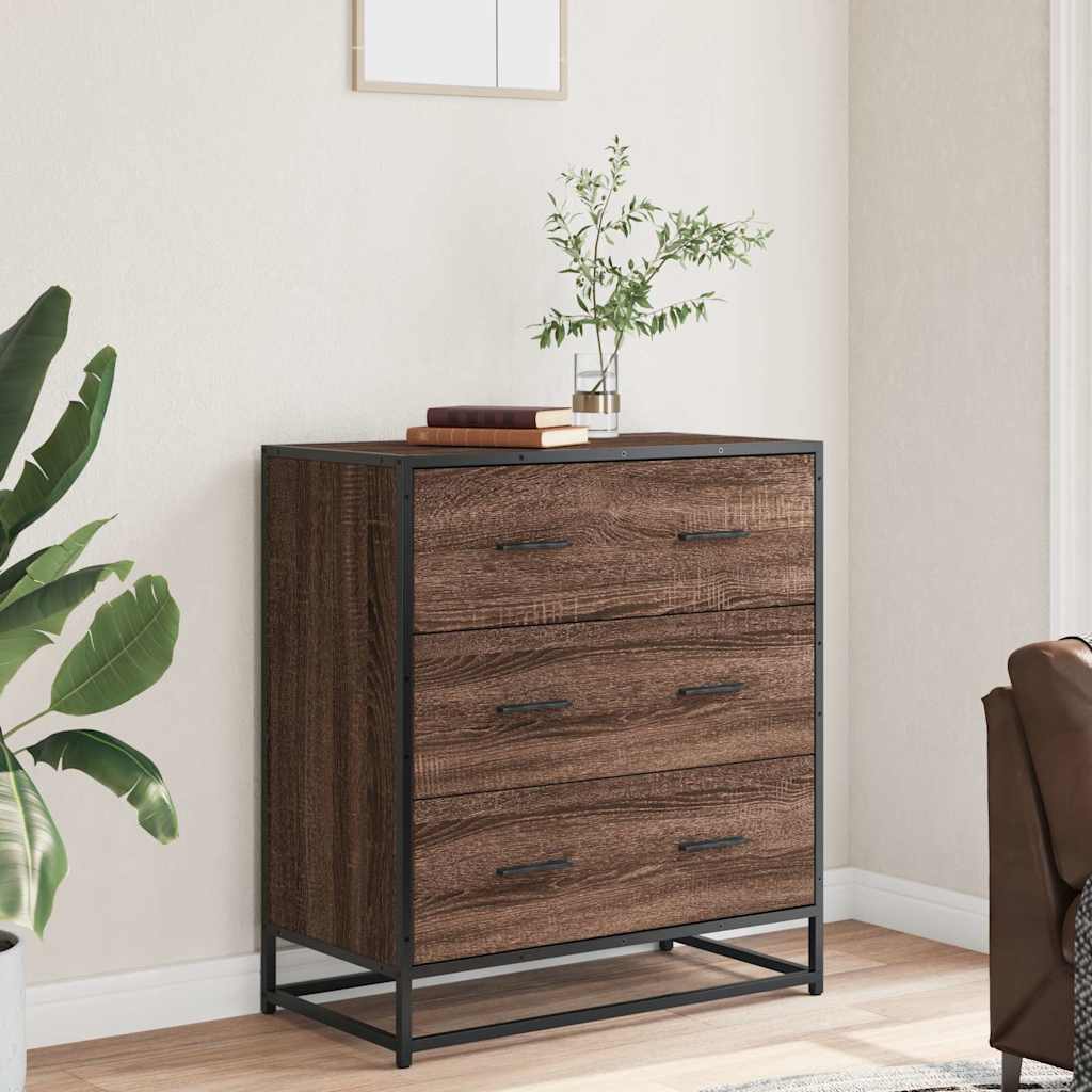Sideboard Brown Oak 68x35x76 cm Engineered Wood and Metal