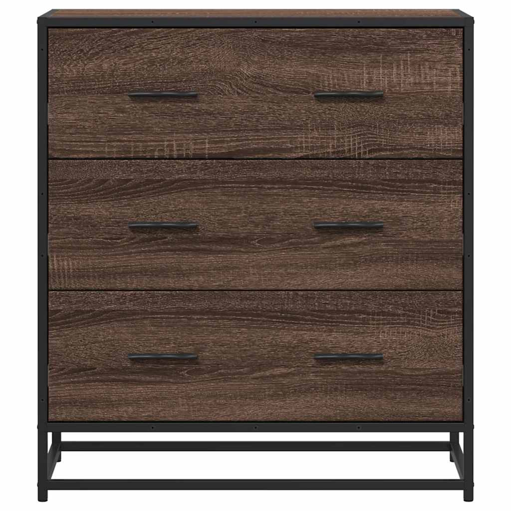 Sideboard Brown Oak 68x35x76 cm Engineered Wood and Metal