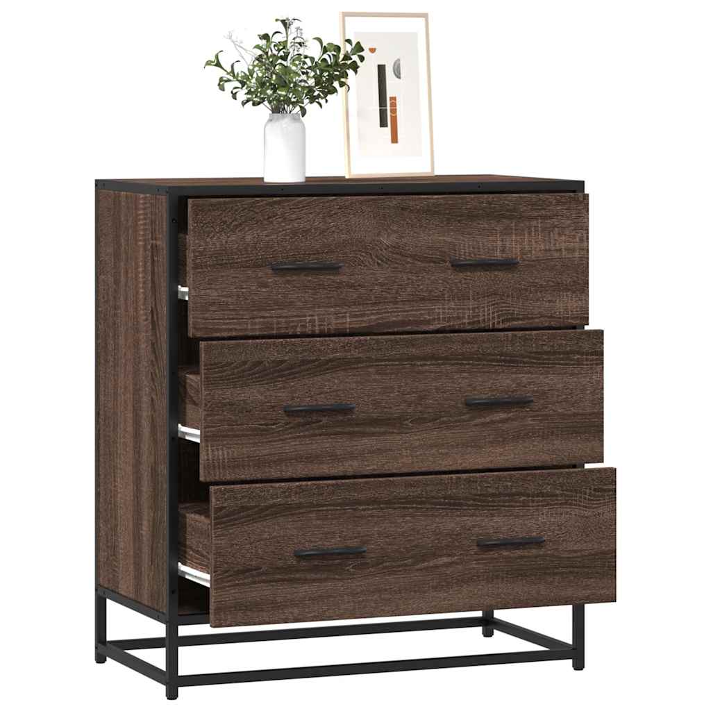 Sideboard Brown Oak 68x35x76 cm Engineered Wood and Metal
