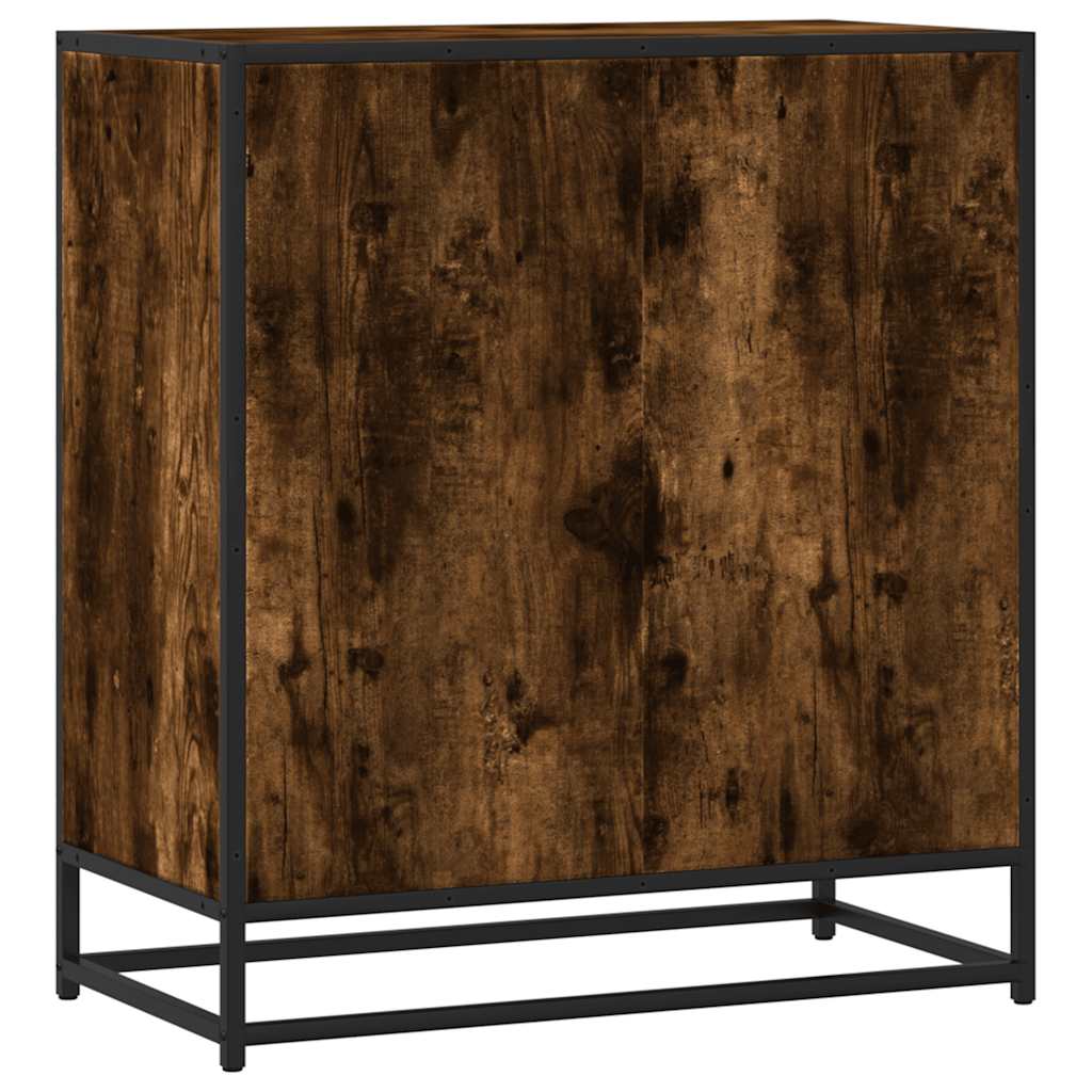 Sideboard Smoked Oak 68x35x76 cm Engineered Wood and Metal