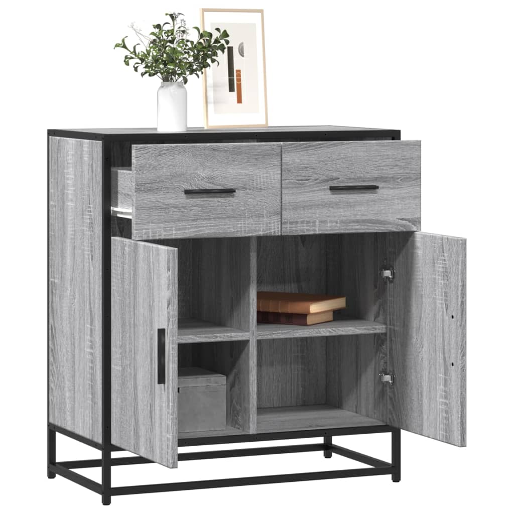 Sideboard Grey Sonoma 68x35x76 cm Engineered Wood and Metal