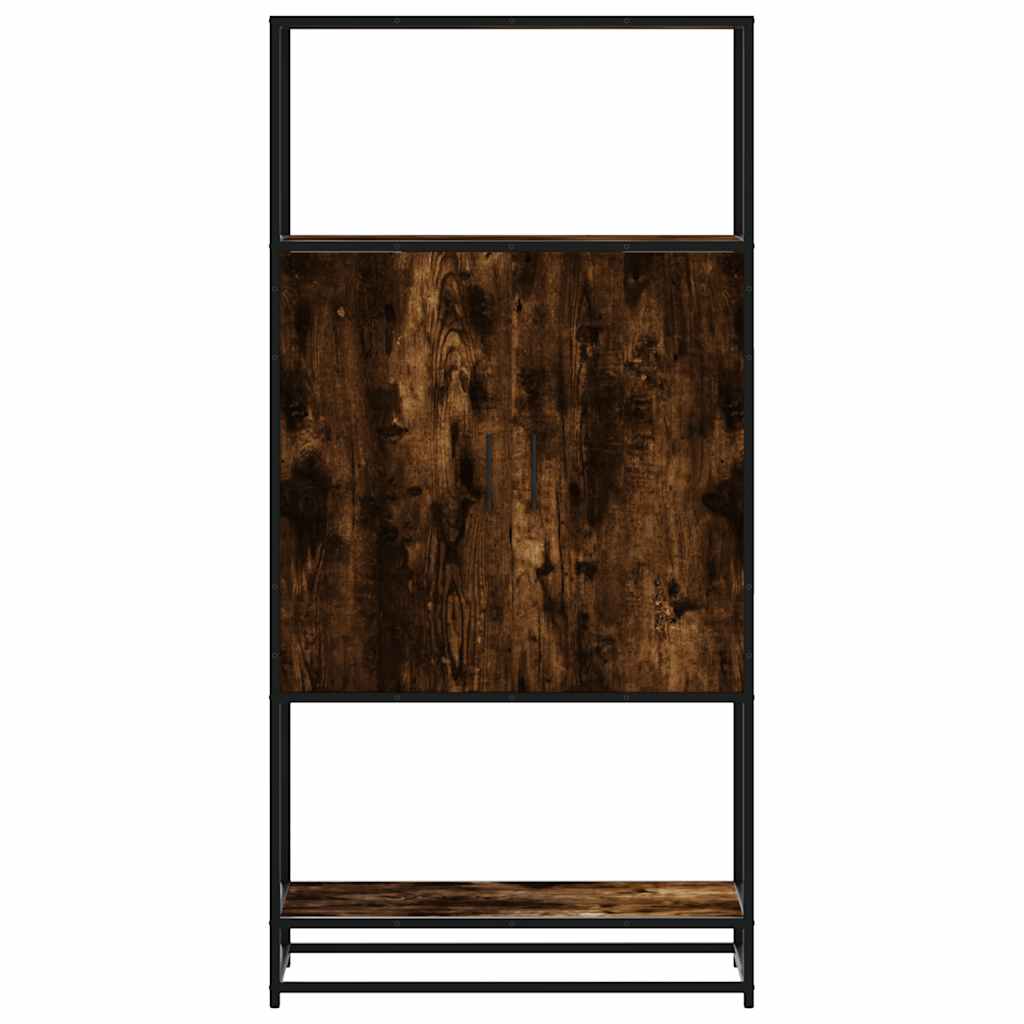 Highboard Smoked Oak 68x35x139 cm Engineered Wood and Metal