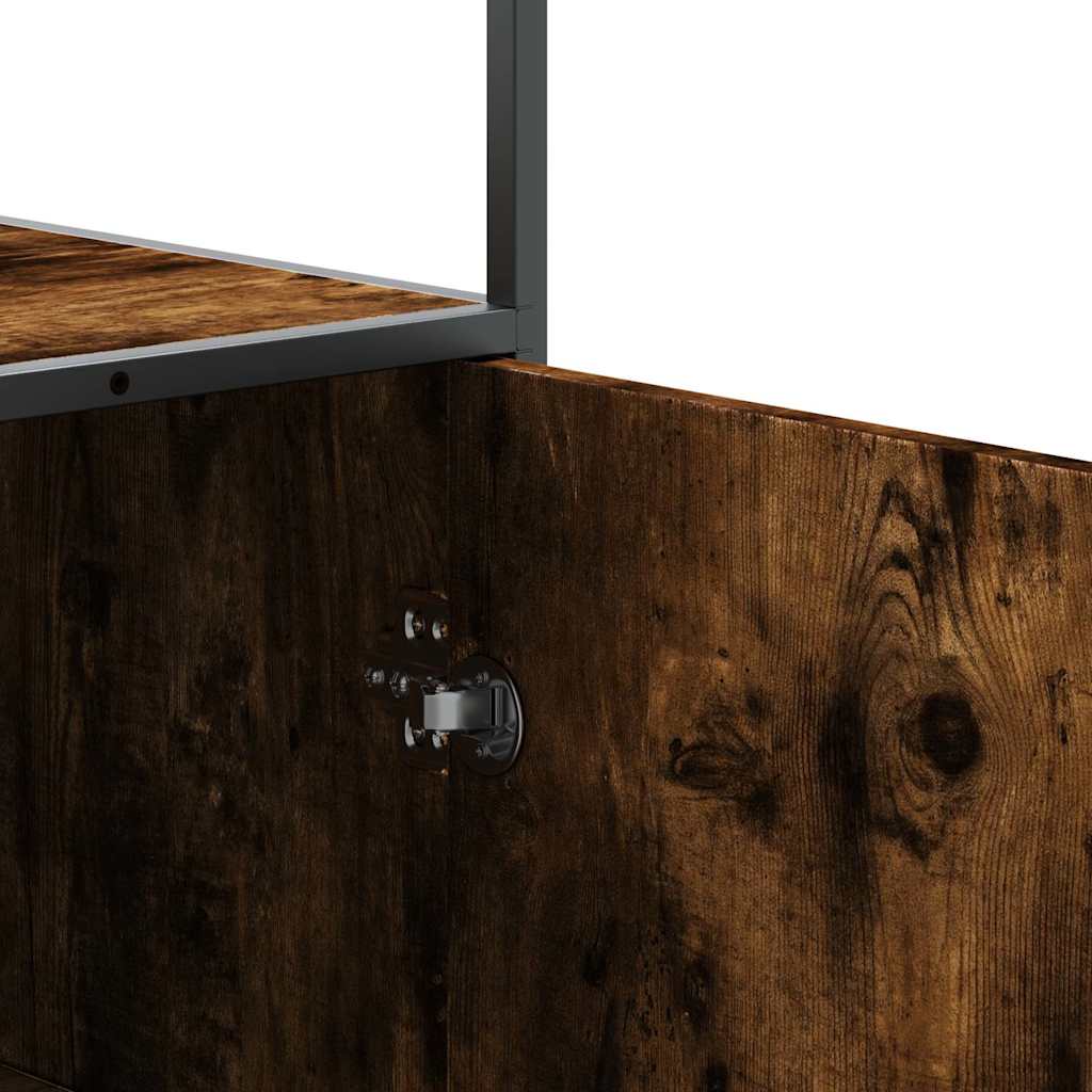 Highboard Smoked Oak 68x35x139 cm Engineered Wood and Metal