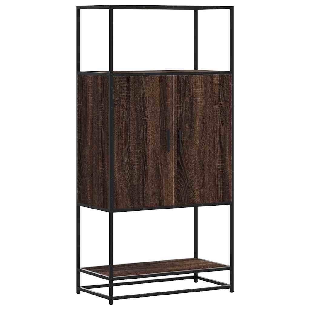 Highboard Brown Oak 68x35x139 cm Engineered Wood and Metal