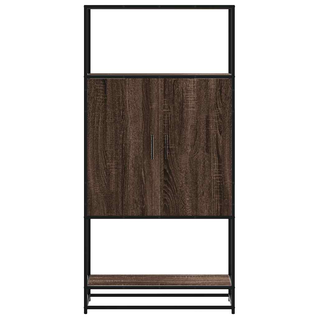 Highboard Brown Oak 68x35x139 cm Engineered Wood and Metal