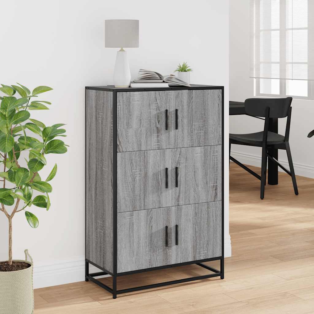 Highboard Grey Sonoma 68x35x106.5 cm Engineered Wood and Metal