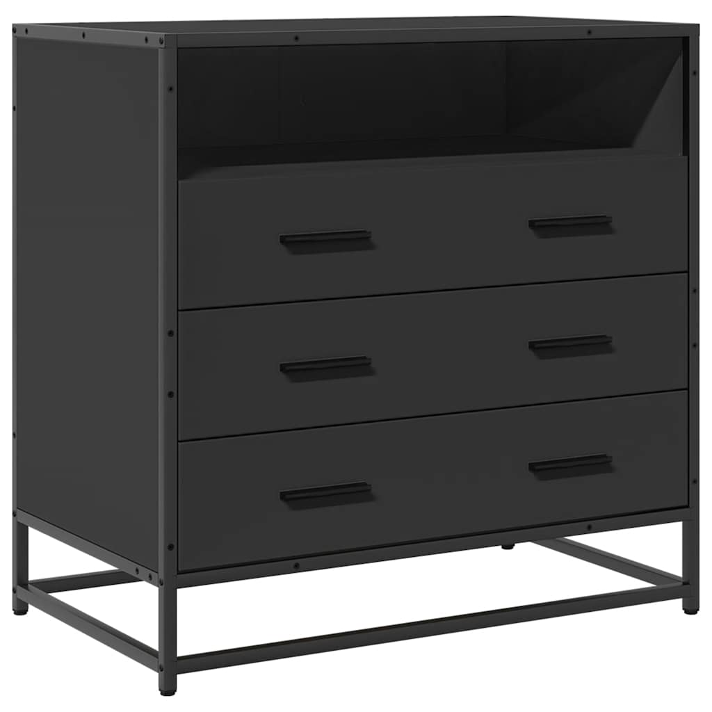 Drawer Cabinet Black 70x41x70 cm Engineered Wood