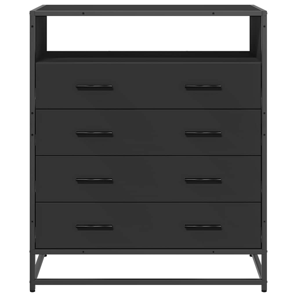 Drawer Cabinet Black 70x41x83.5 cm Engineered Wood