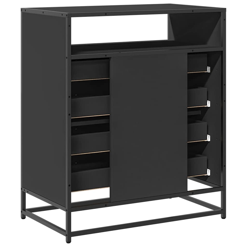 Drawer Cabinet Black 70x41x83.5 cm Engineered Wood
