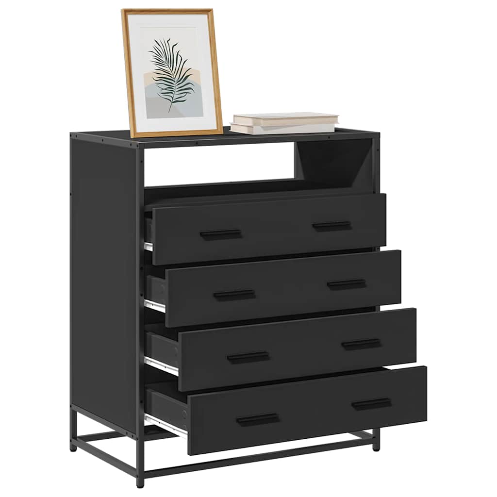 Drawer Cabinet Black 70x41x83.5 cm Engineered Wood