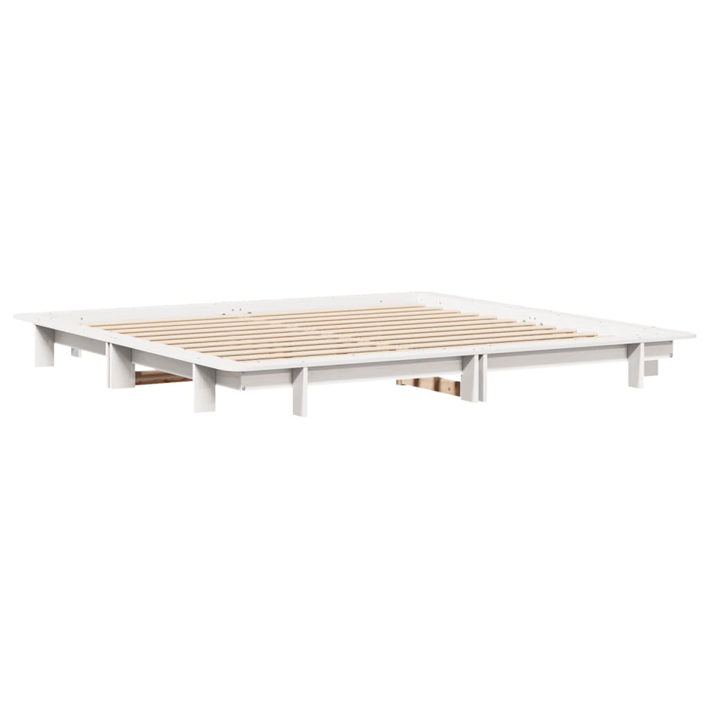 Bed Frame without Mattress White 160x200 cm Solid Wood Pine