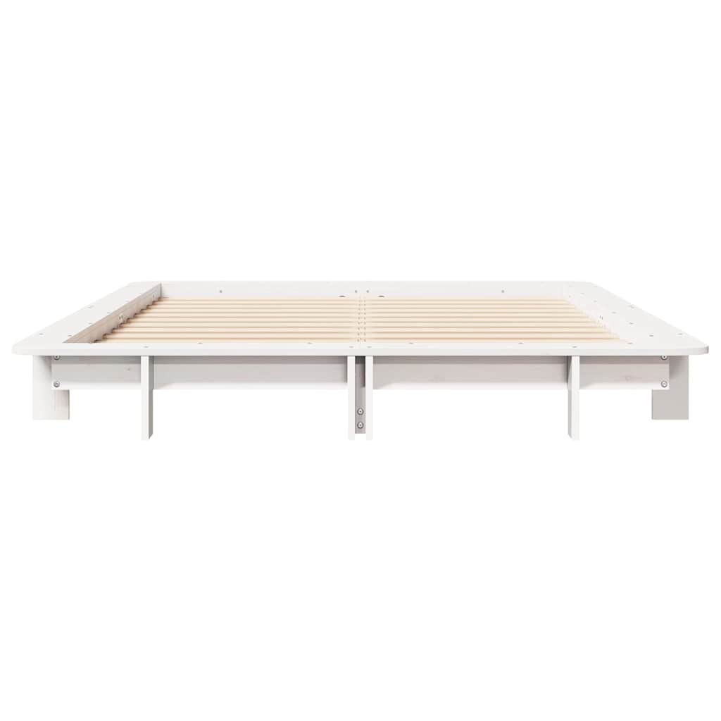 Bed Frame without Mattress White 150x200 cm King Size Solid Wood Pine