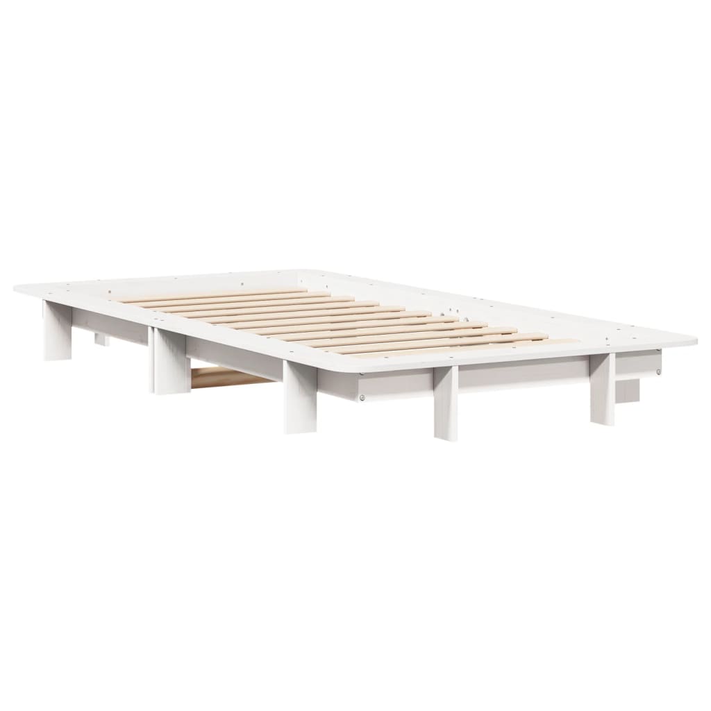 Bed Frame without Mattress White 90x200 cm Solid Wood Pine