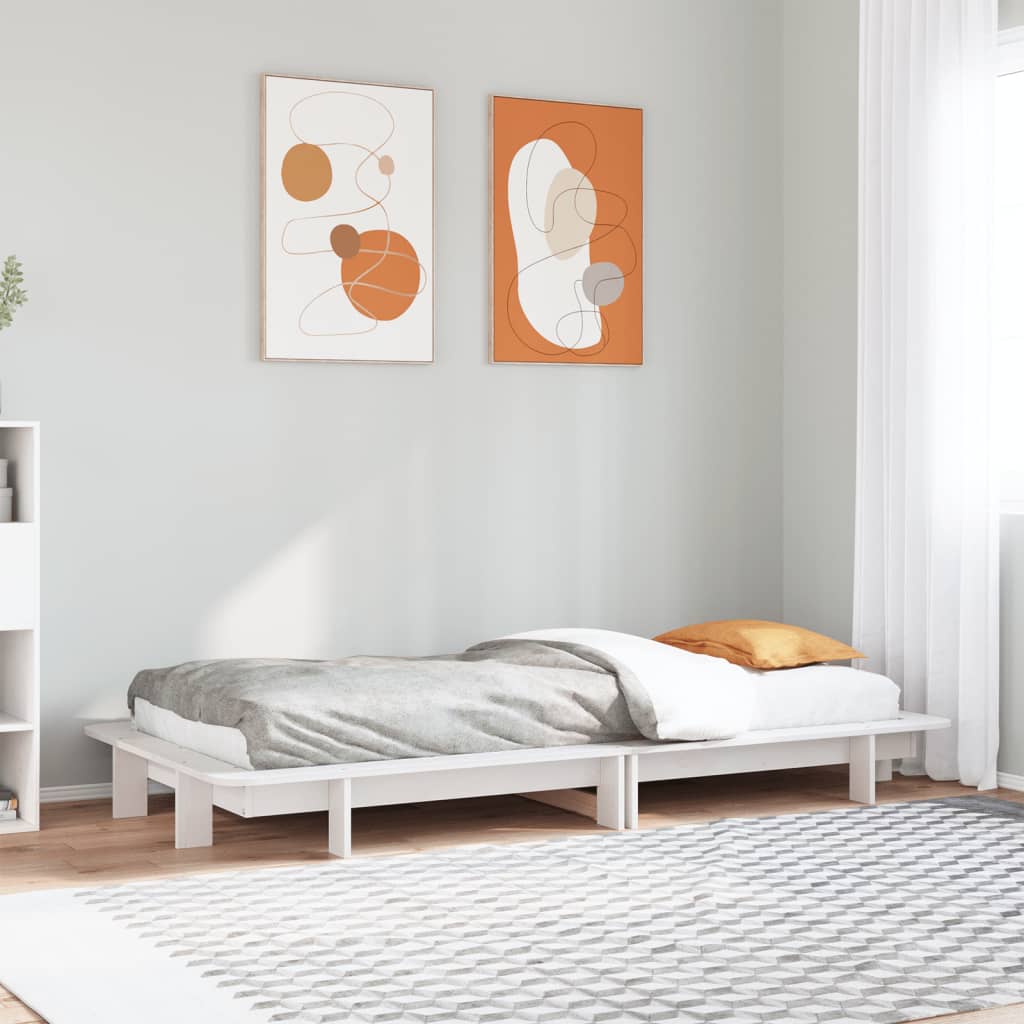 Bed Frame without Mattress White 90x200 cm Solid Wood Pine