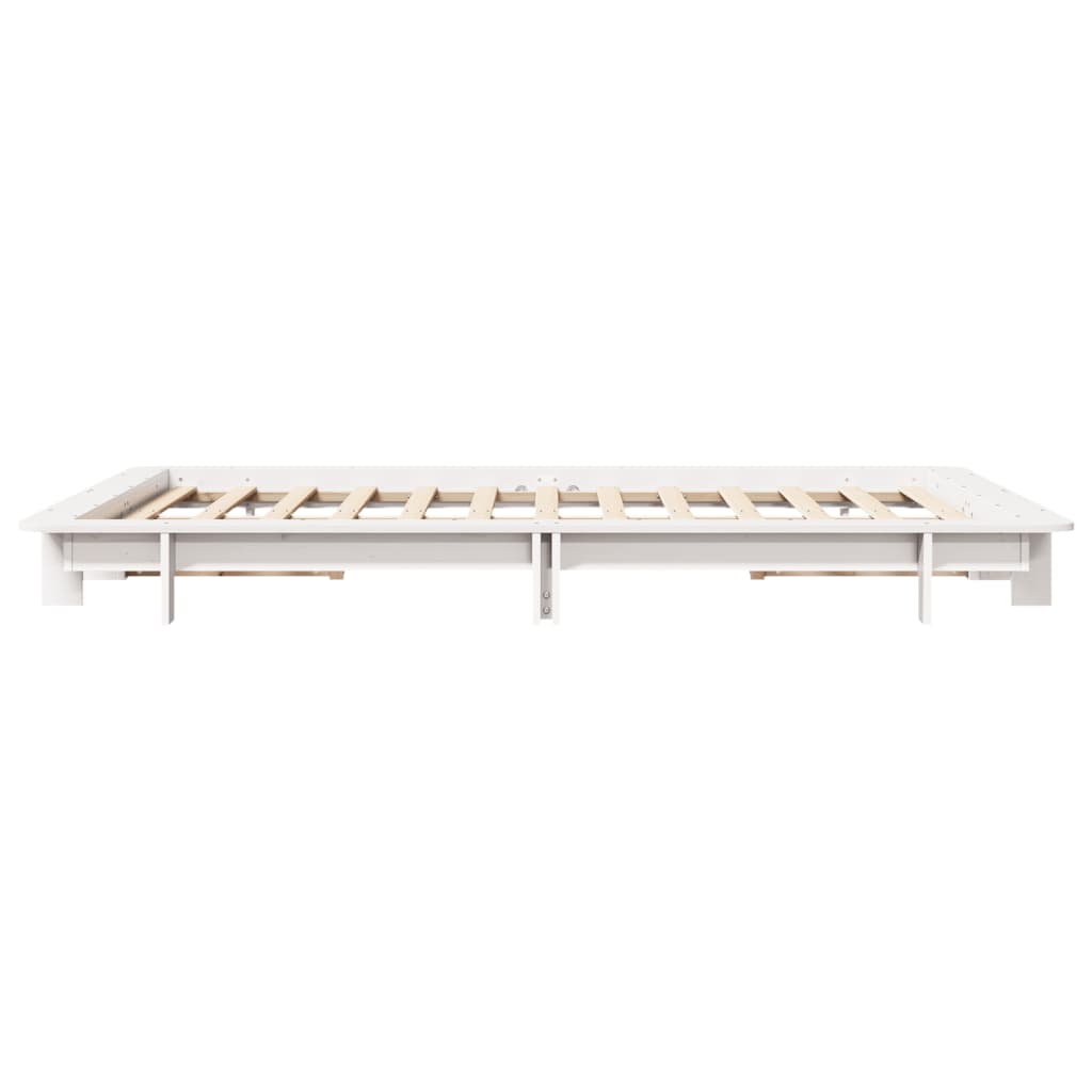 Bed Frame without Mattress White 140x190 cm Solid Wood Pine