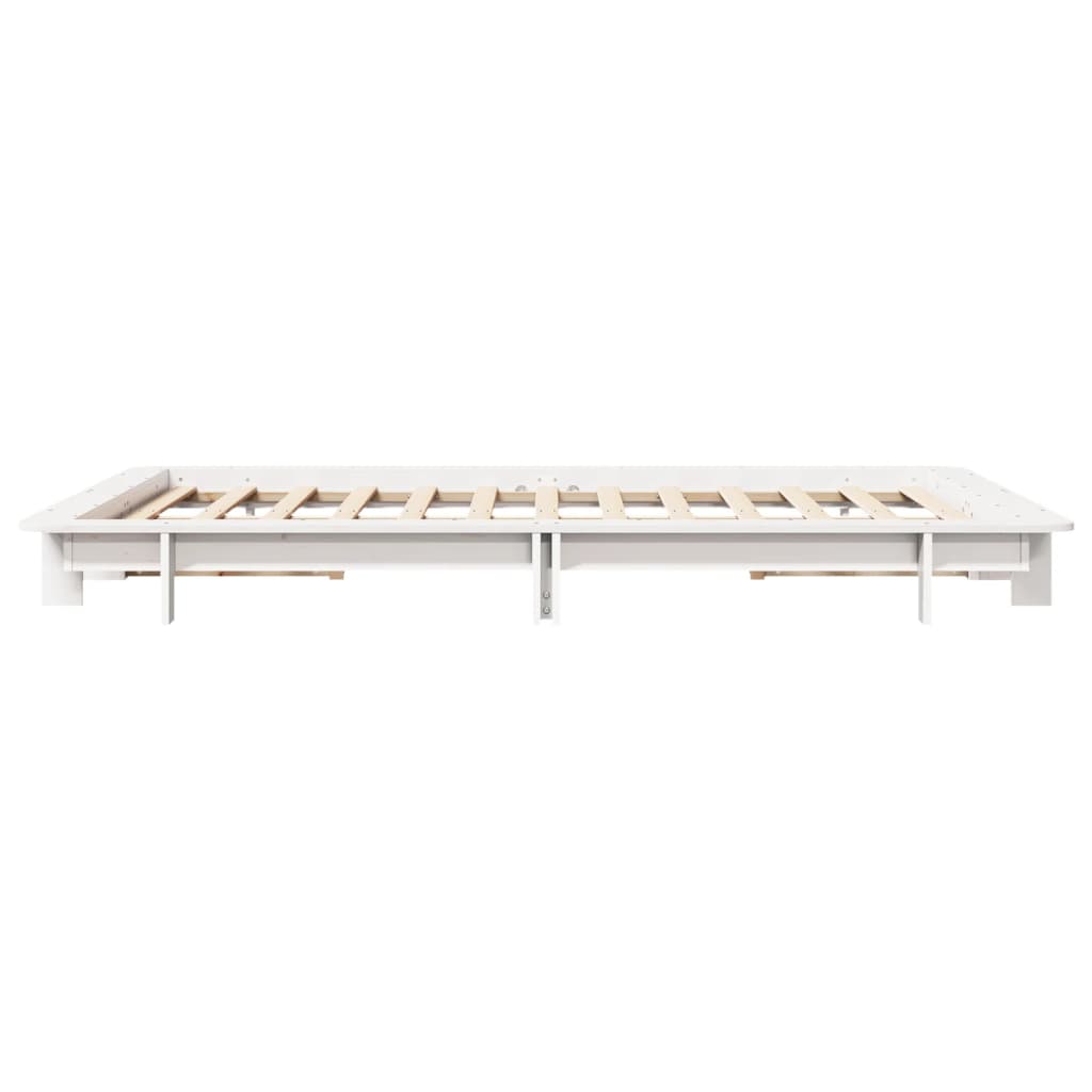 Bed Frame without Mattress White 135x190 cm Double Solid Wood Pine