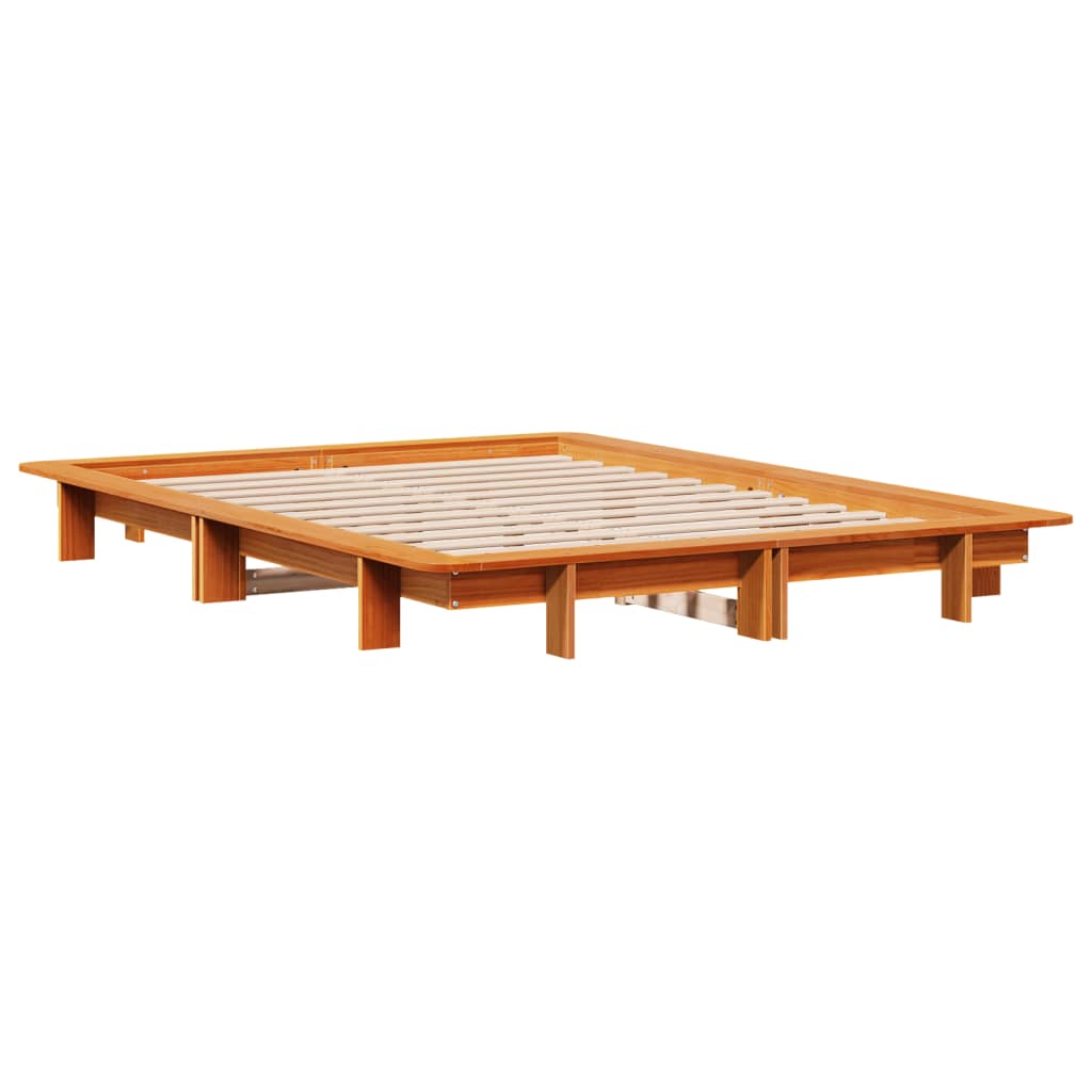 Bed Frame without Mattress Wax Brown 135x190 cm Double Solid Wood Pine