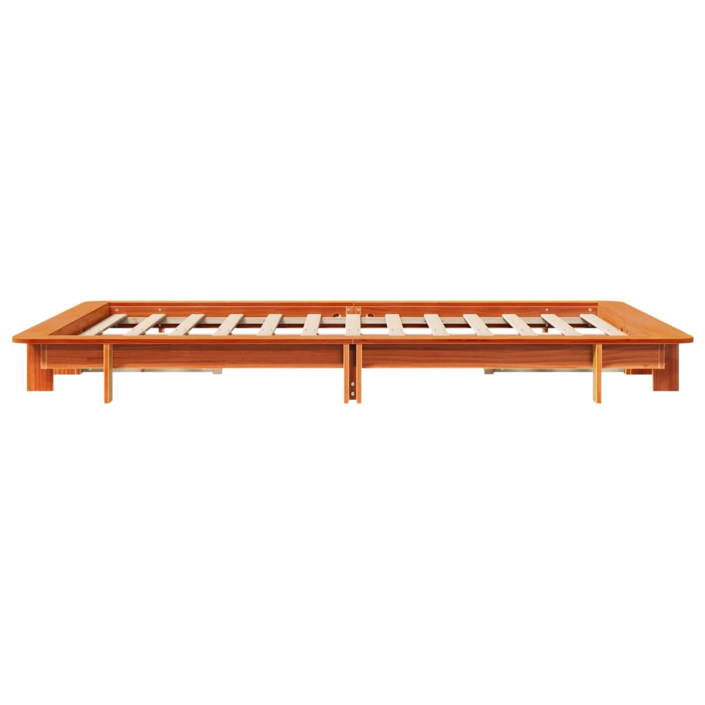 Bed Frame without Mattress Wax Brown 135x190 cm Double Solid Wood Pine