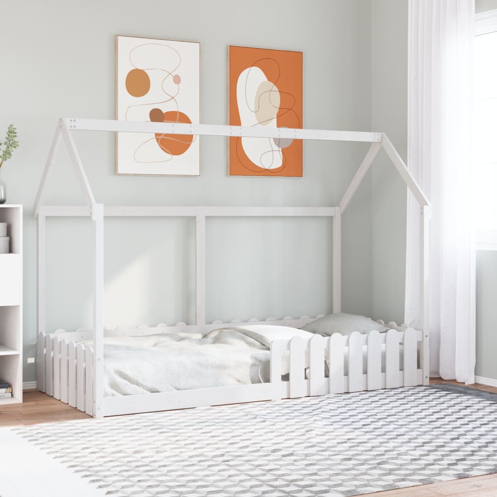 Kids' House Bed Frame without Mattress White 90x200 cm