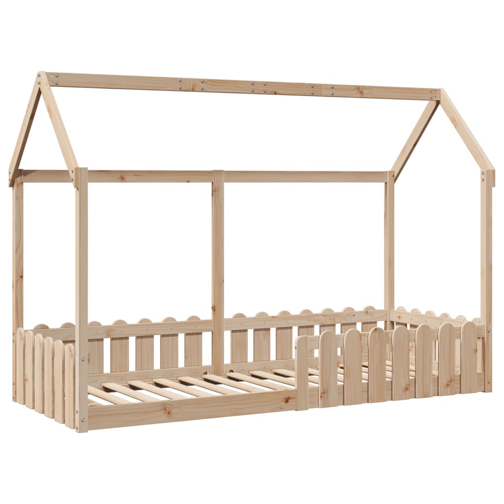Kids' House Bed Frame without Mattress 80x200 cm Solid Wood Pine