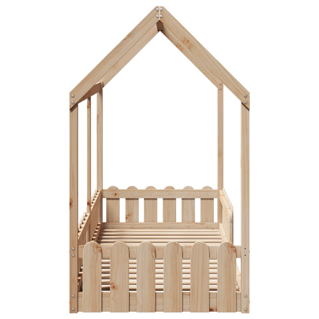 Kids' House Bed Frame without Mattress 80x200 cm Solid Wood Pine