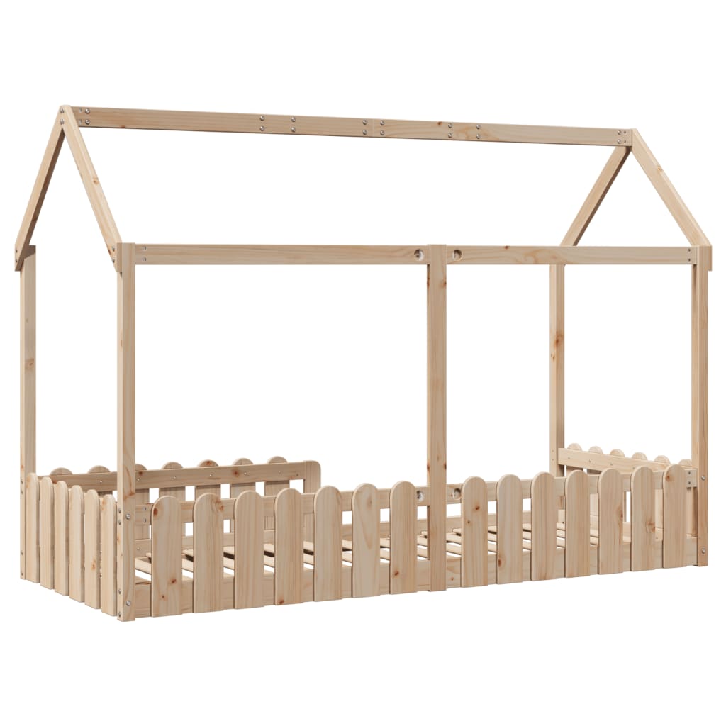 Kids' House Bed Frame without Mattress 80x200 cm Solid Wood Pine