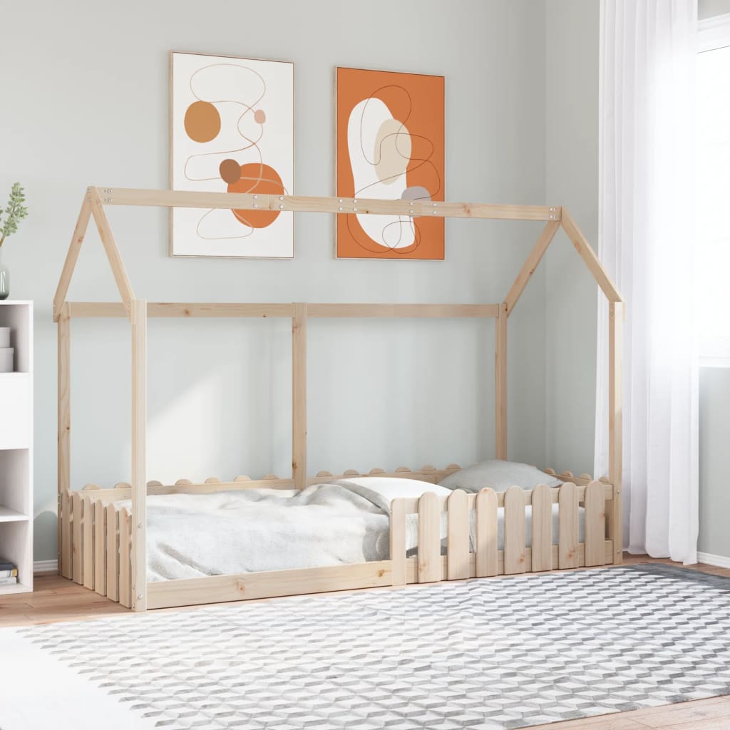 Kids' House Bed Frame without Mattress 80x200 cm Solid Wood Pine