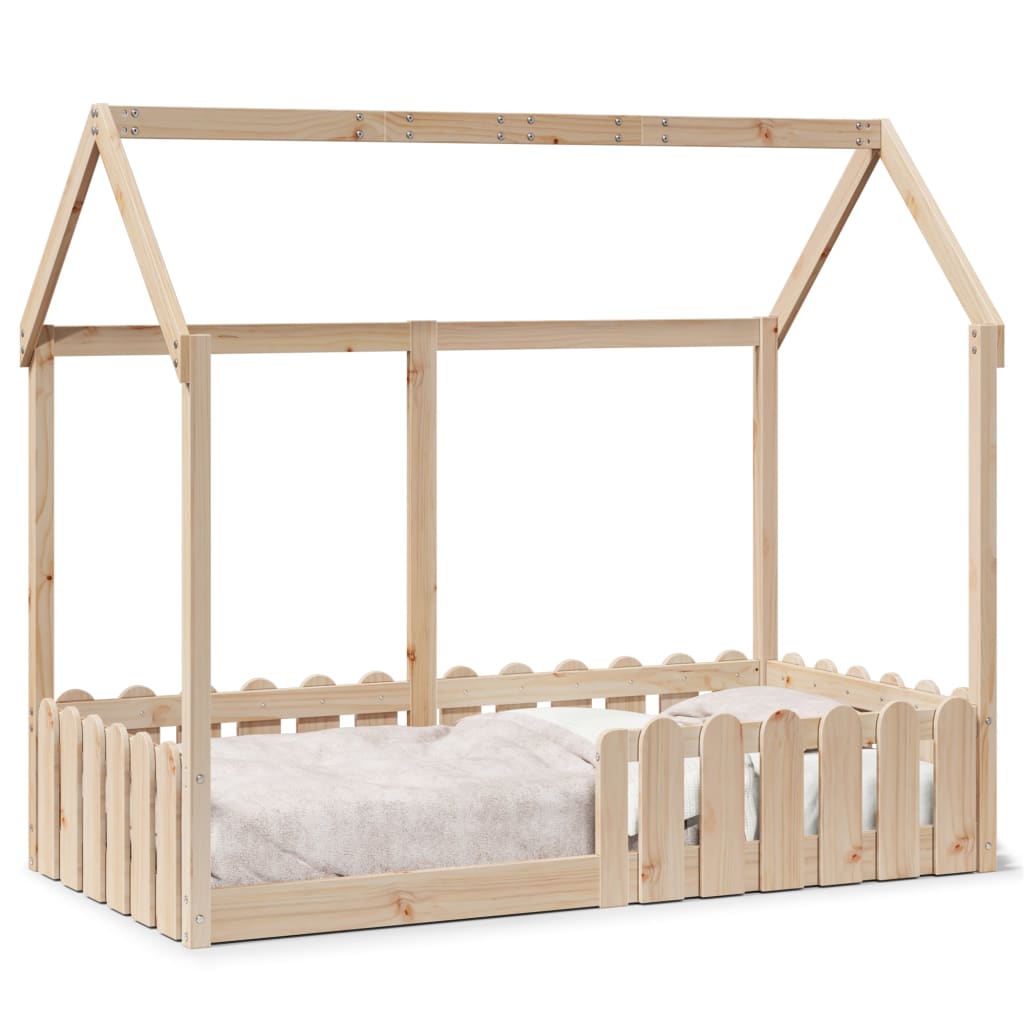 Kids' House Bed Frame without Mattress 80x160 cm Solid Wood Pine
