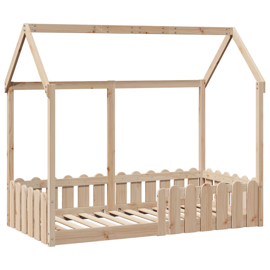Kids' House Bed Frame without Mattress 80x160 cm Solid Wood Pine