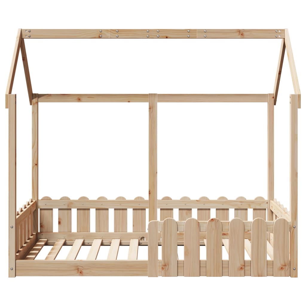 Kids' House Bed Frame without Mattress 80x160 cm Solid Wood Pine