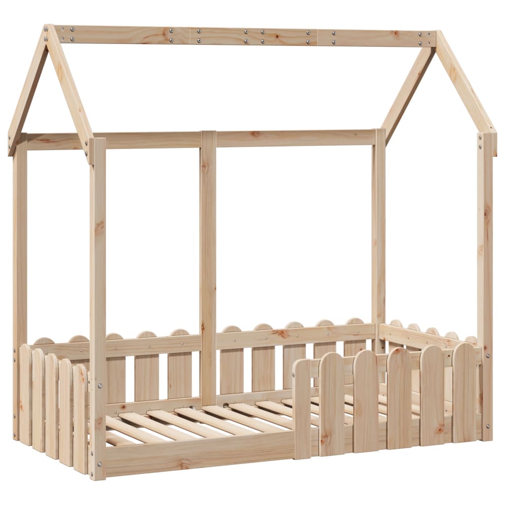 Kids' House Bed Frame 70x140 cm Solid Wood Pine