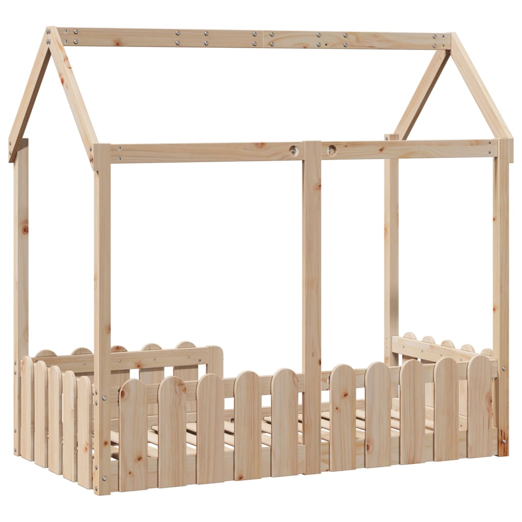 Kids' House Bed Frame 70x140 cm Solid Wood Pine