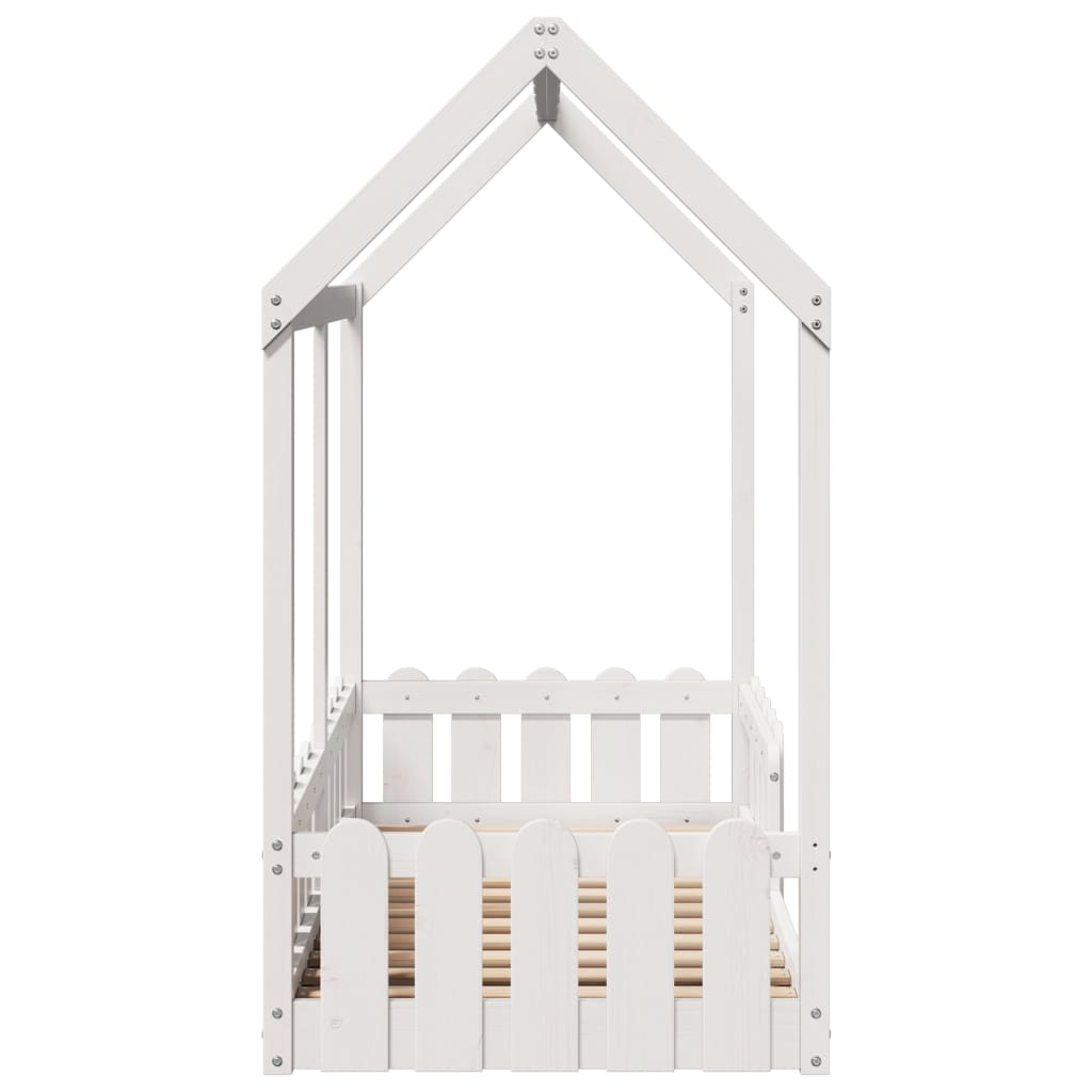 Kids' House Bed Frame White 70x140 cm Solid Wood Pine