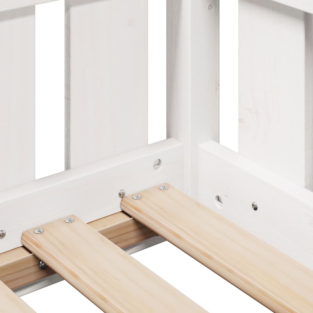 Kids' House Bed Frame White 70x140 cm Solid Wood Pine