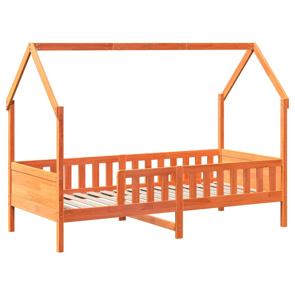 Kids' House Bed Frame without Mattress Wax Brown 90x200 cm Pine