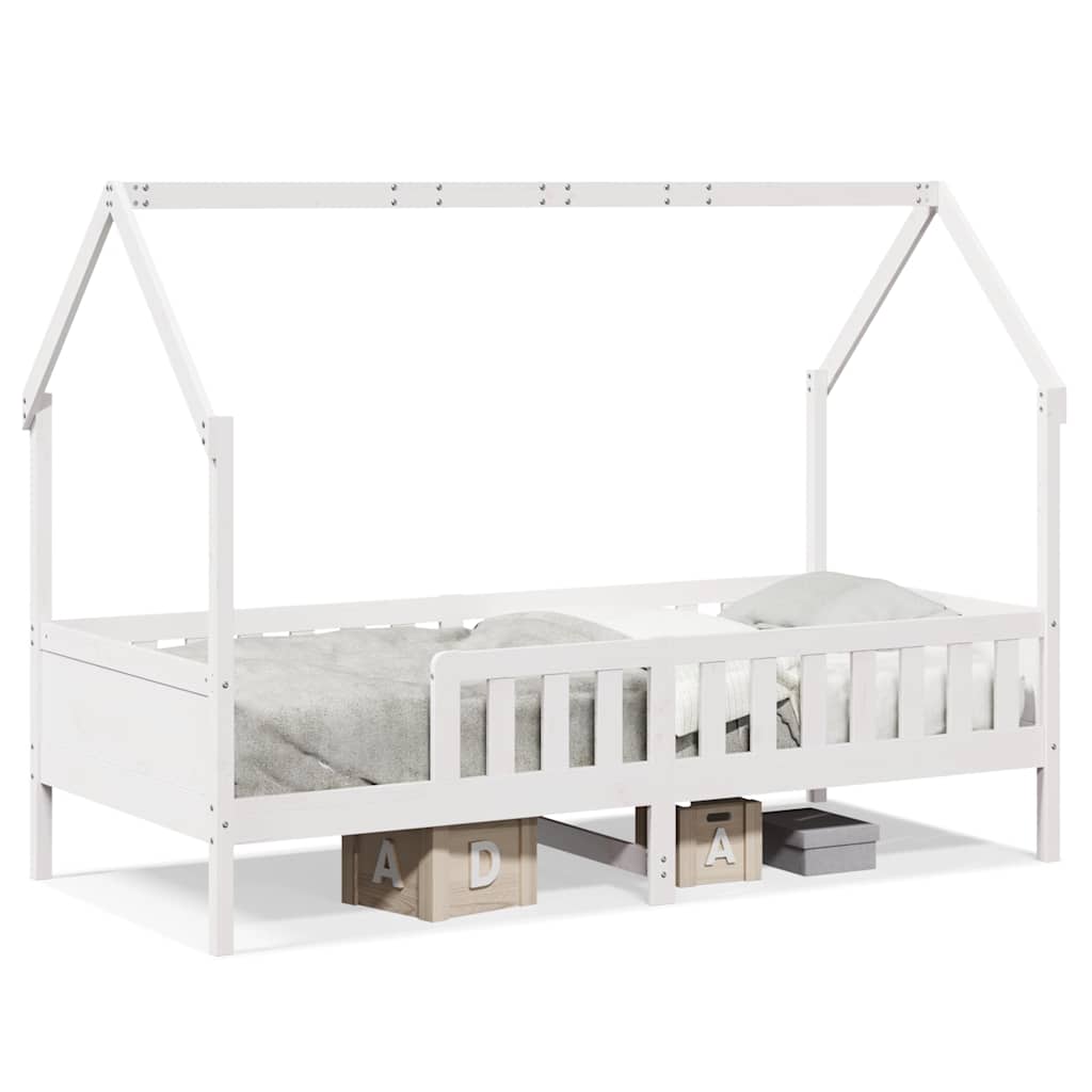 Kids' House Bed Frame without Mattress White 80x200 cm Pine