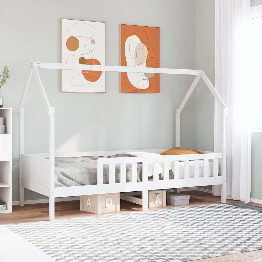 Kids' House Bed Frame without Mattress White 80x200 cm Pine