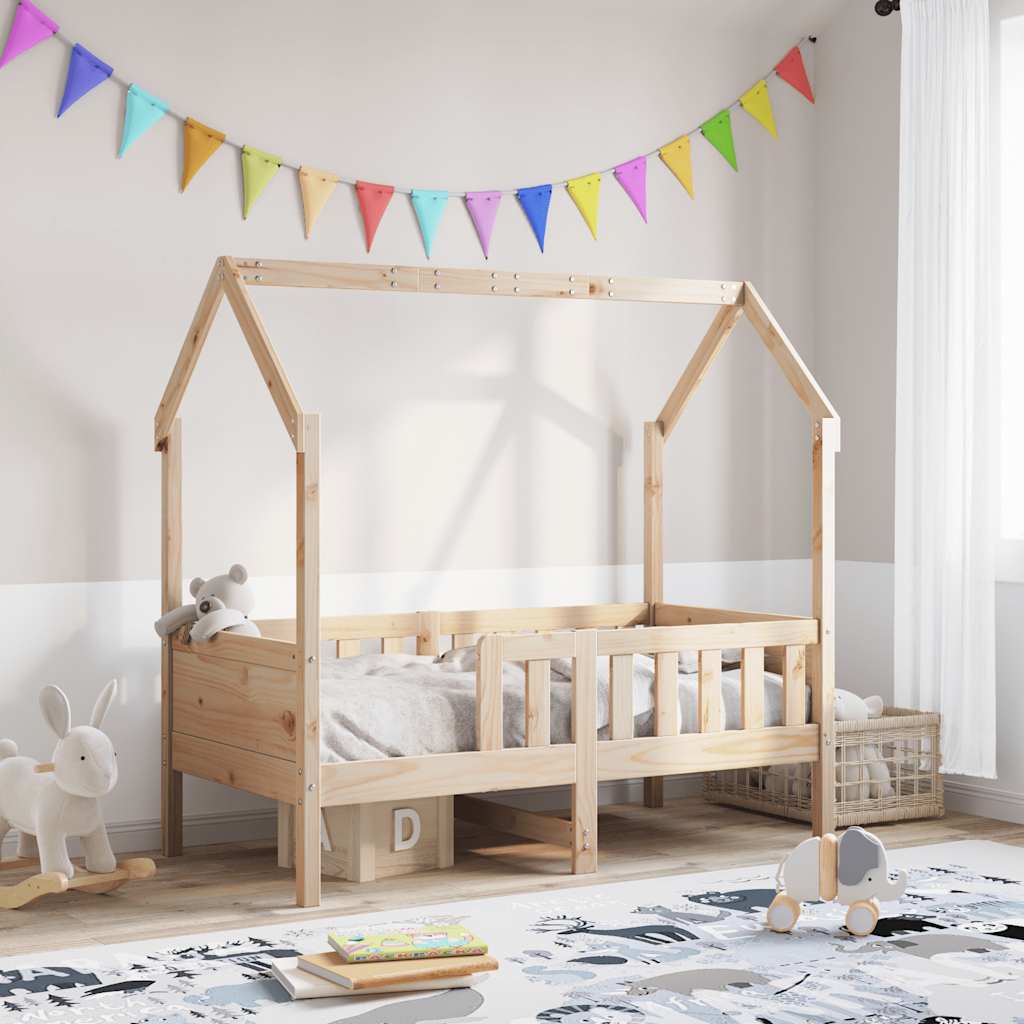Kids' House Bed Frame without Mattress 80x160 cm Pine