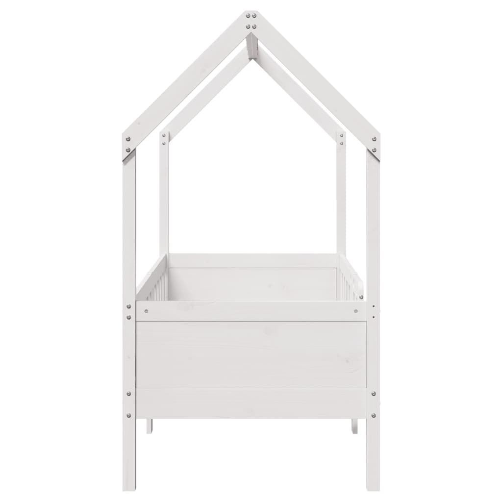 Kids' House Bed Frame without Mattress White 80x160 cm Pine